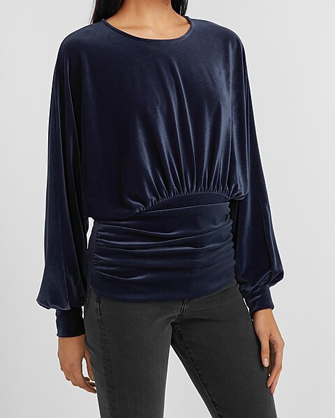 Velvet Cinched Banded Bottom Top | Express