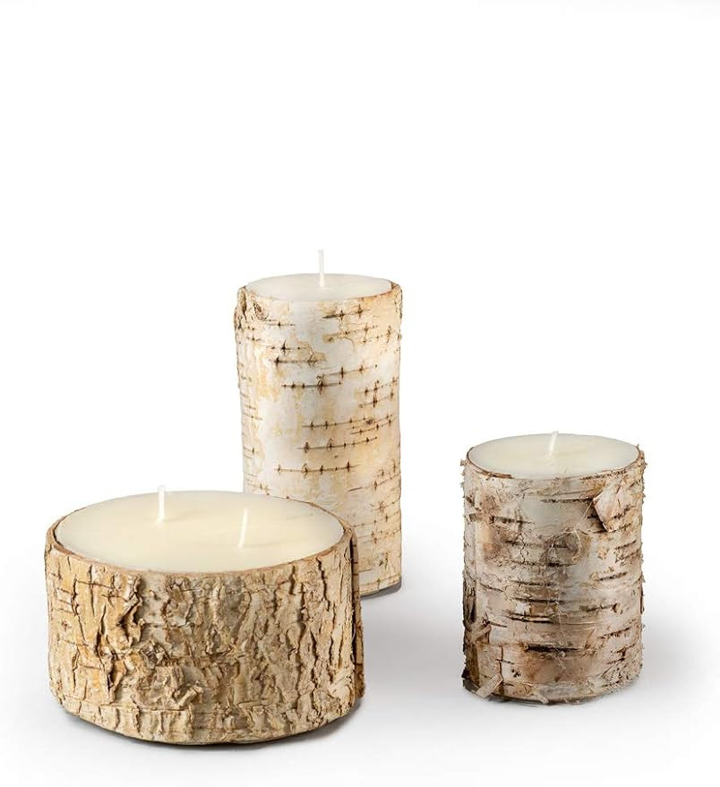 Serene Spaces Living Mixed Size Natural Birch Bark Candle, Set of 3, Consists one of Each Small, ... | Amazon (US)