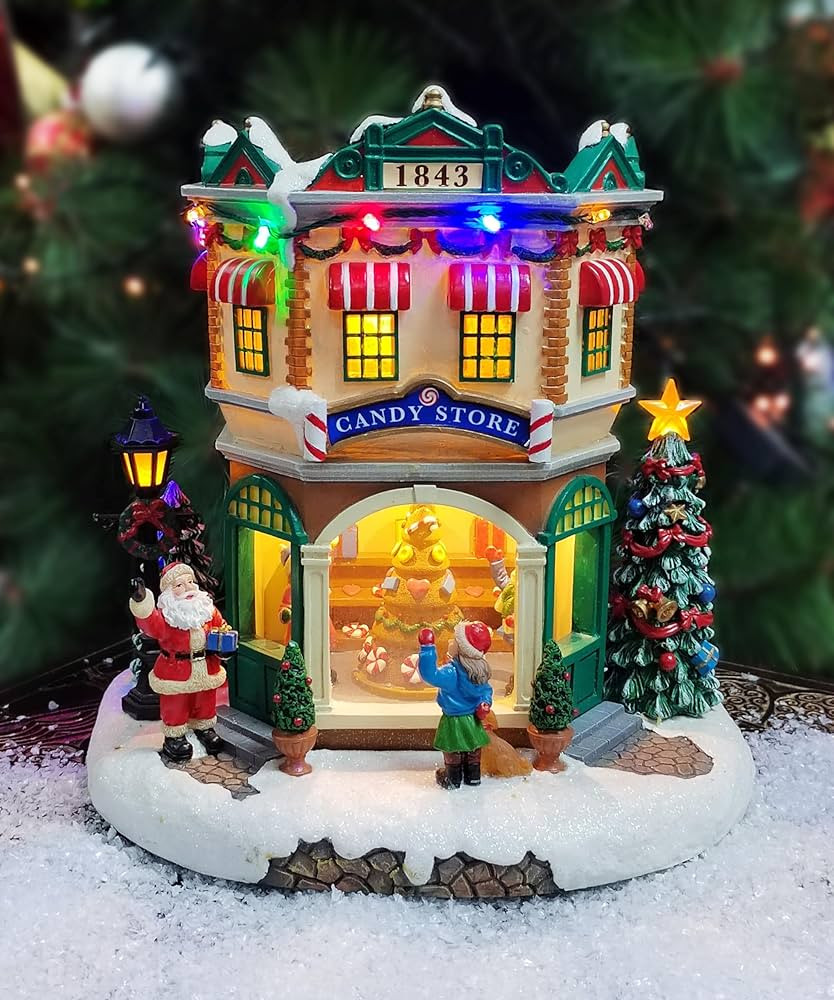 MOMENTS IN TIME 10.3”H Polyresin Christmas Village LED & Musical Candy Store | Amazon (US)