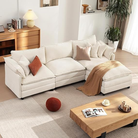 Amazon.com: Vesgantti 108" Modular Sectional Sofa, Comfy Cloud Couch with Movable Ottoman Deep Se... | Amazon (US)