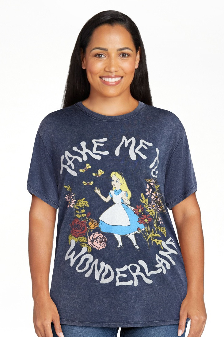 Alice in Wonderland Women's Washed Graphic Tee with Short Sleeves, Sizes XXS-XXL | Walmart (US)
