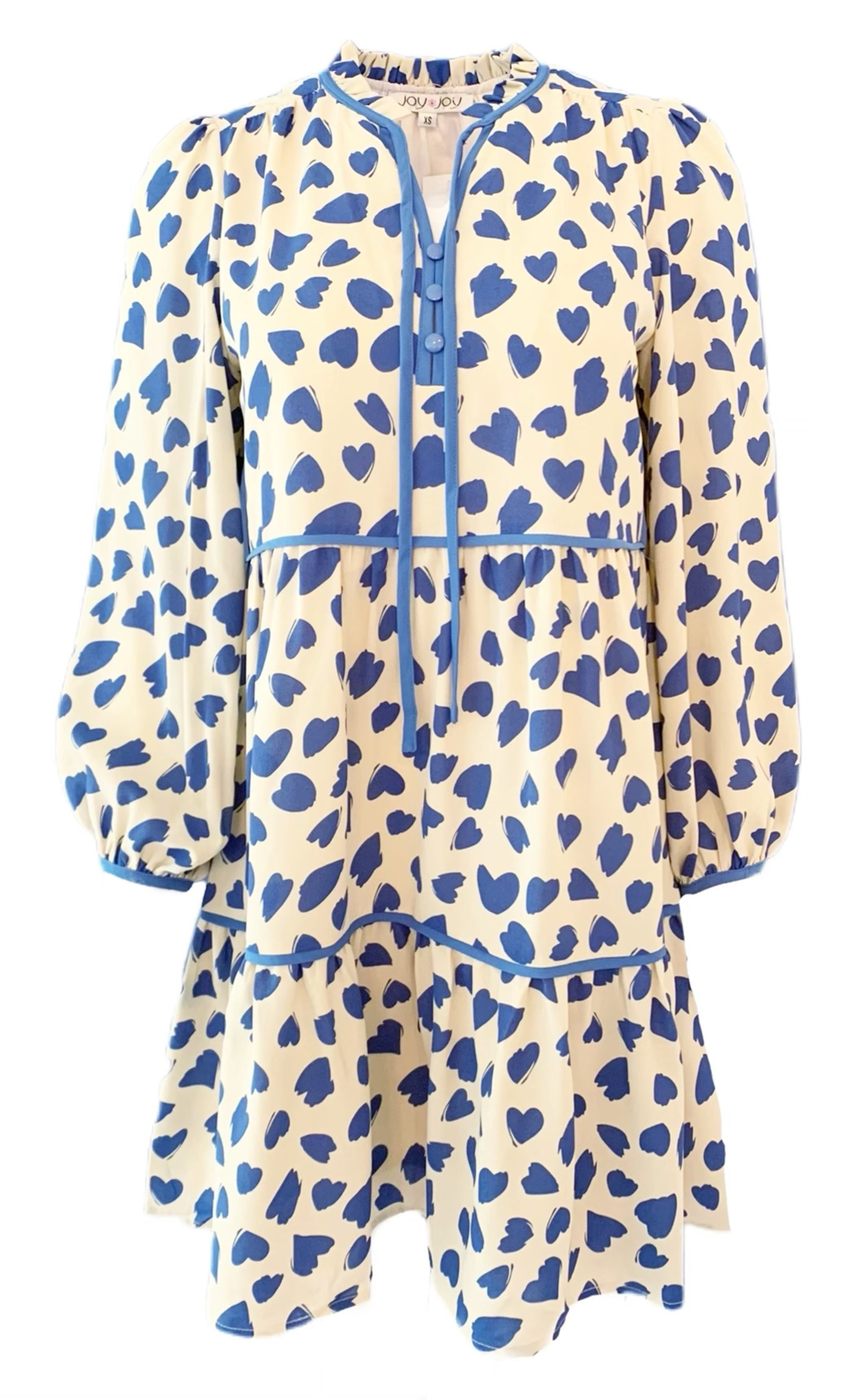 Joy Joy Trimmed Tiered Dress, Heart | Monkee's of Mount Pleasant