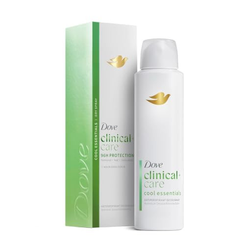 Dove Clinical + Care Cool Essentials Antiperspirant Dry Spray, 3.8 oz | 96H Clinical Sweat Protection for hormonal, heat, & stress sweat, Nourishing Serum, Cucumber scent | Amazon (US)