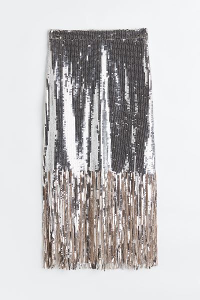 Fringe-hem Sequined Skirt | H&M (US + CA)