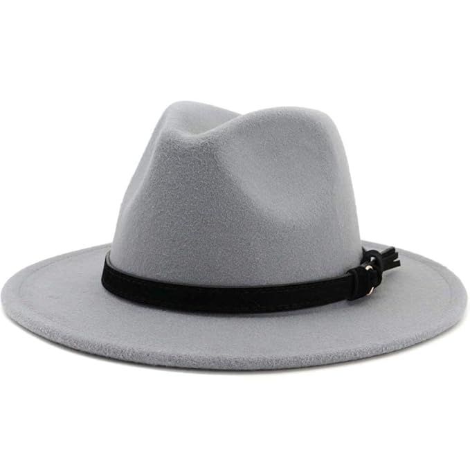 Lisianthus Men & Women Vintage Wide Brim Fedora Hat with Belt Buckle | Amazon (US)