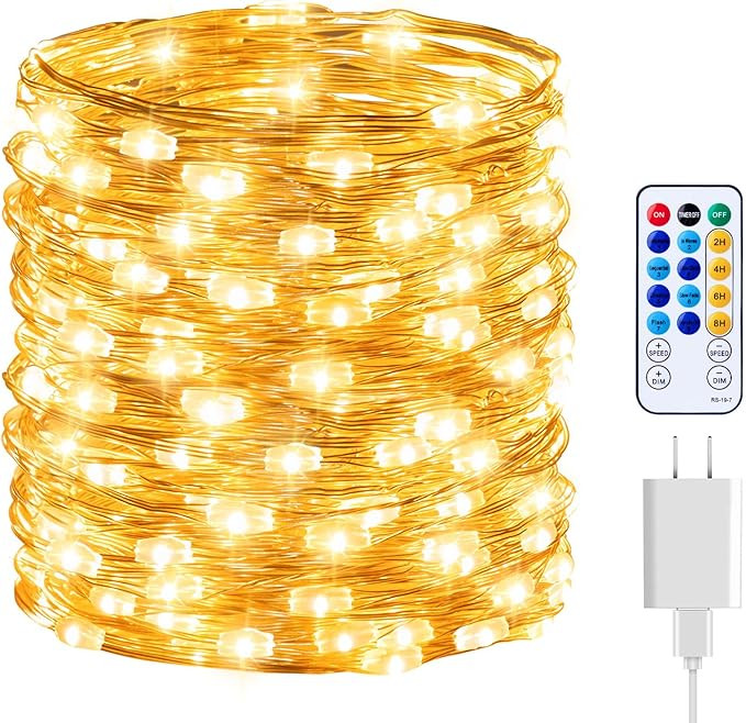 Fairy Lights with Remote, 8 Modes & Timer, 66 Feet 200 Led Christmas Light Twinkle Lights Plug in... | Amazon (US)