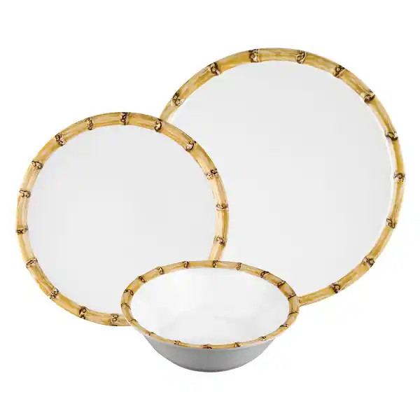 UPware 12-Piece Bamboo Melamine Dinnerware Set | Bed Bath & Beyond