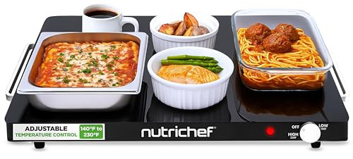NutriChef Electric Warming Tray | Glass Surface Hot Serving Tray | Adjustable Temperature 140°F to 230°F | Energy Efficient & Space Saving | Perfect for Buffets,Parties & More | 21.2 x 16.5 IN | Black | Amazon (US)
