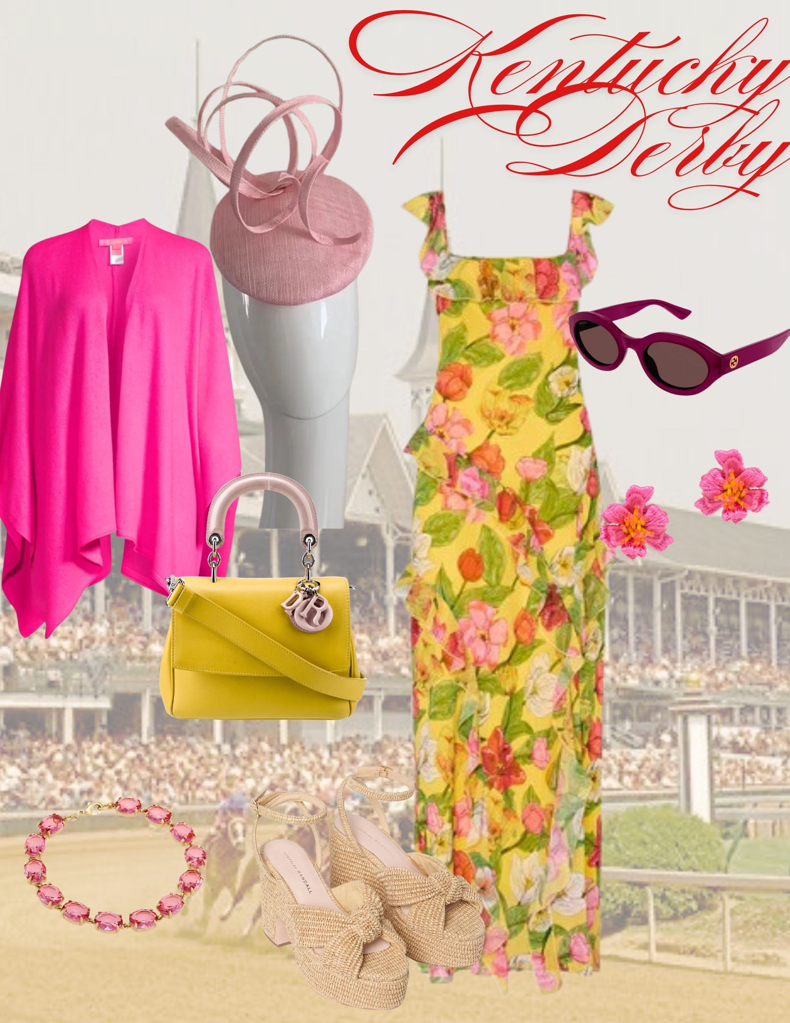 #KentuckyDerby #KentuckyOaks #ChurchillDowns #Louisville #Lexington #Kentucky #offtotheraces #fashionablefilly #pink #orange #yellow #florals #racingOOTD #fashionattheraces #andtheyreoff 