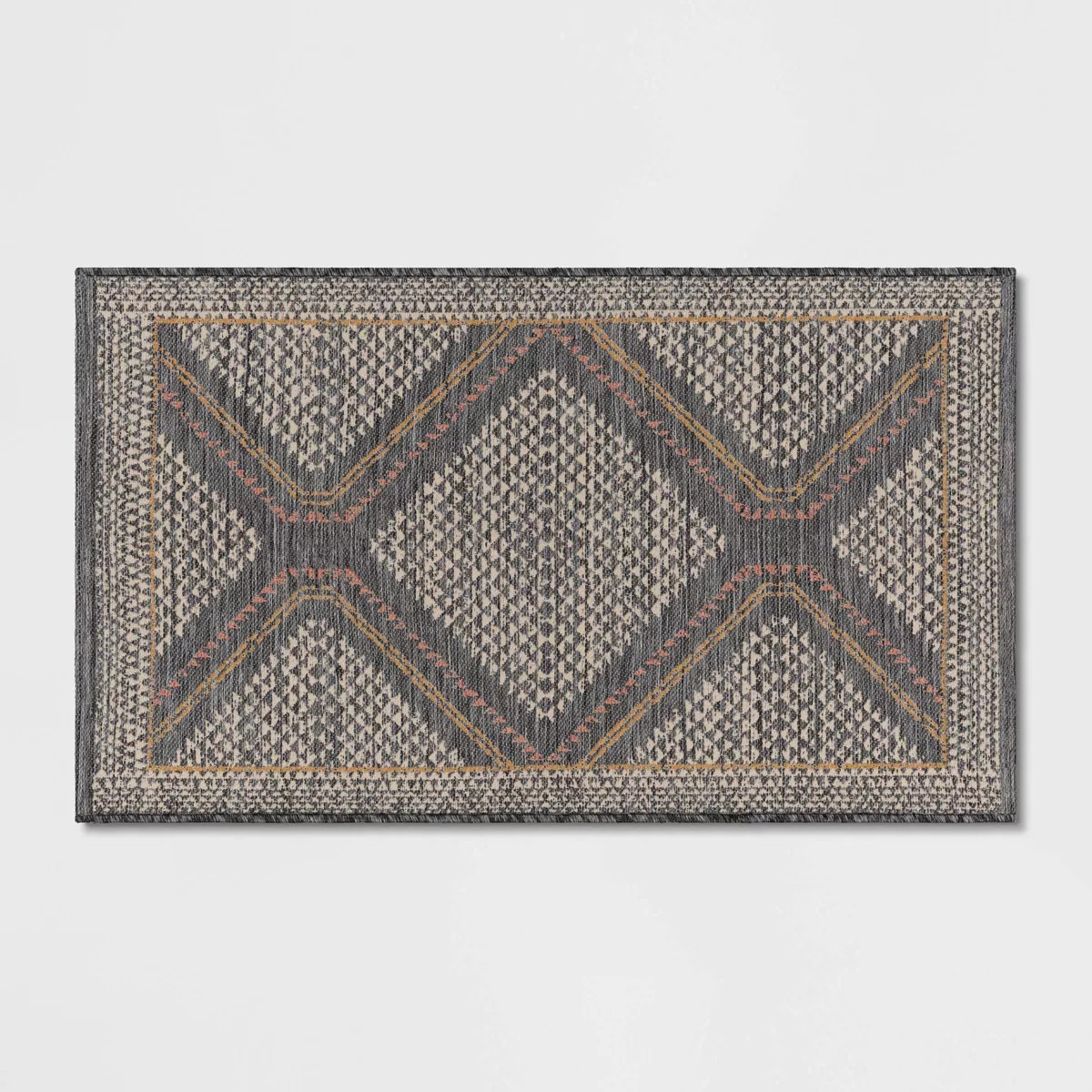 2'3"x3'9" Washable Tapestry Accent Rug Gray - Threshold™: Traditional Diamond Pattern, Machine ... | Target
