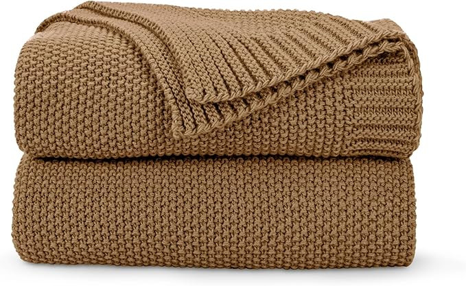 CozeCube Caramel Brown Throw Blanket for Couch, Soft Cozy Cable Knit Throw for Bed Sofa Living Ro... | Amazon (US)