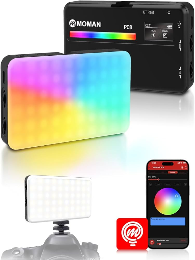 Moman LED Camera Light, RGB Video Lights for Photography, App Wireless Control, 2500-9000K, CRI 9... | Amazon (US)
