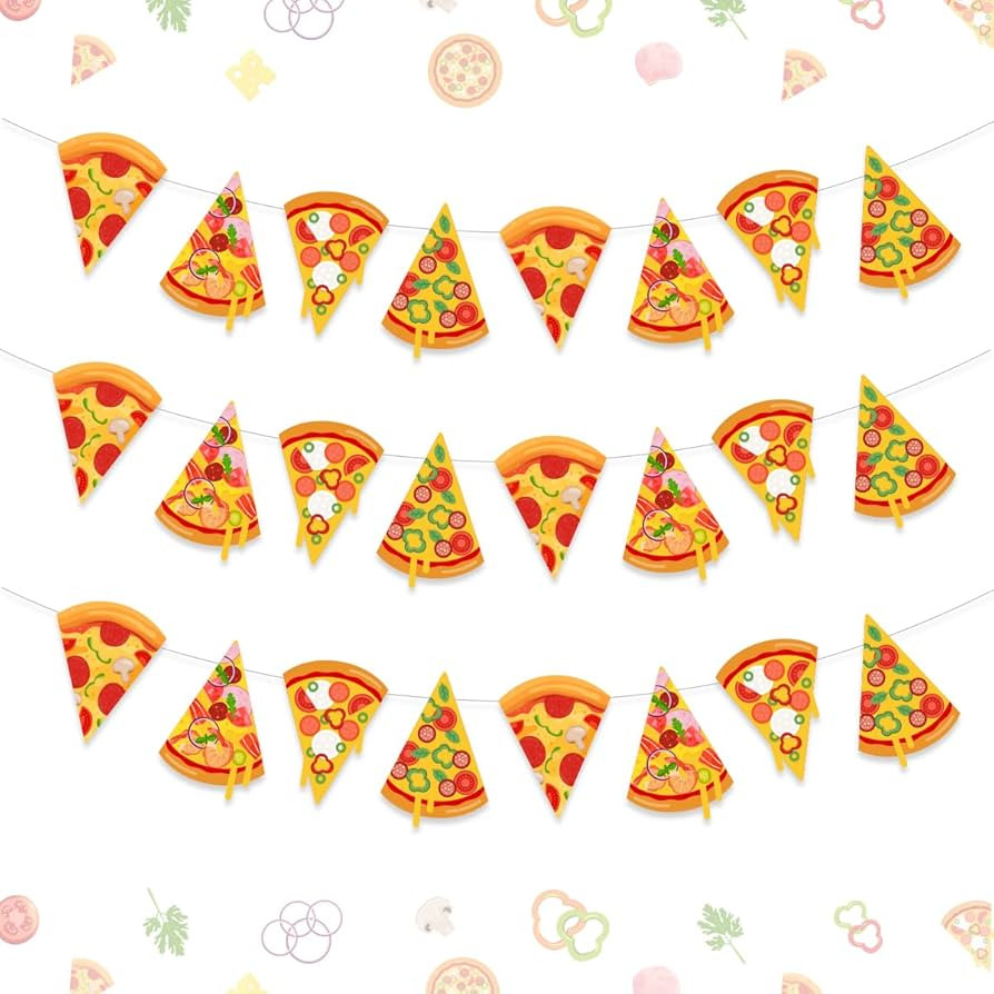 3 Pieces Pizza Banner, Pizza Theme Pennant Bunting Garland for Baby Shower, Birthday Bachelorette... | Amazon (US)