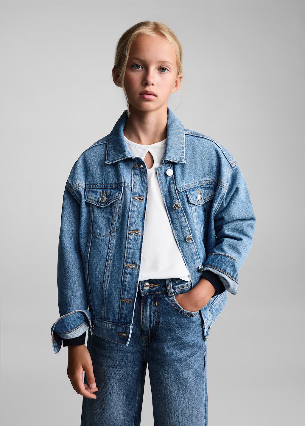 Pocketed denim jacket - Kids | MANGO USA | MANGO (US)