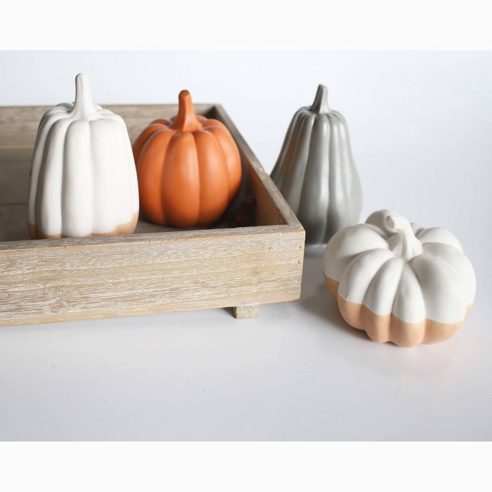 4ct Large Ceramic Pumpkins White/Orange - Bullseye&#39;s Playground&#8482; | Target