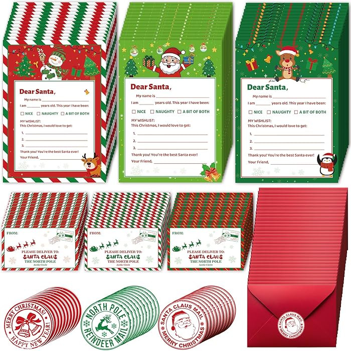 Biswiter Letters to Santa Kit Christmas Wish List include Santa Snowman Letters with Sticker and ... | Amazon (US)