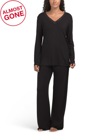 2pc Feathers Essentials Long Sleeve Pajama Set | TJ Maxx
