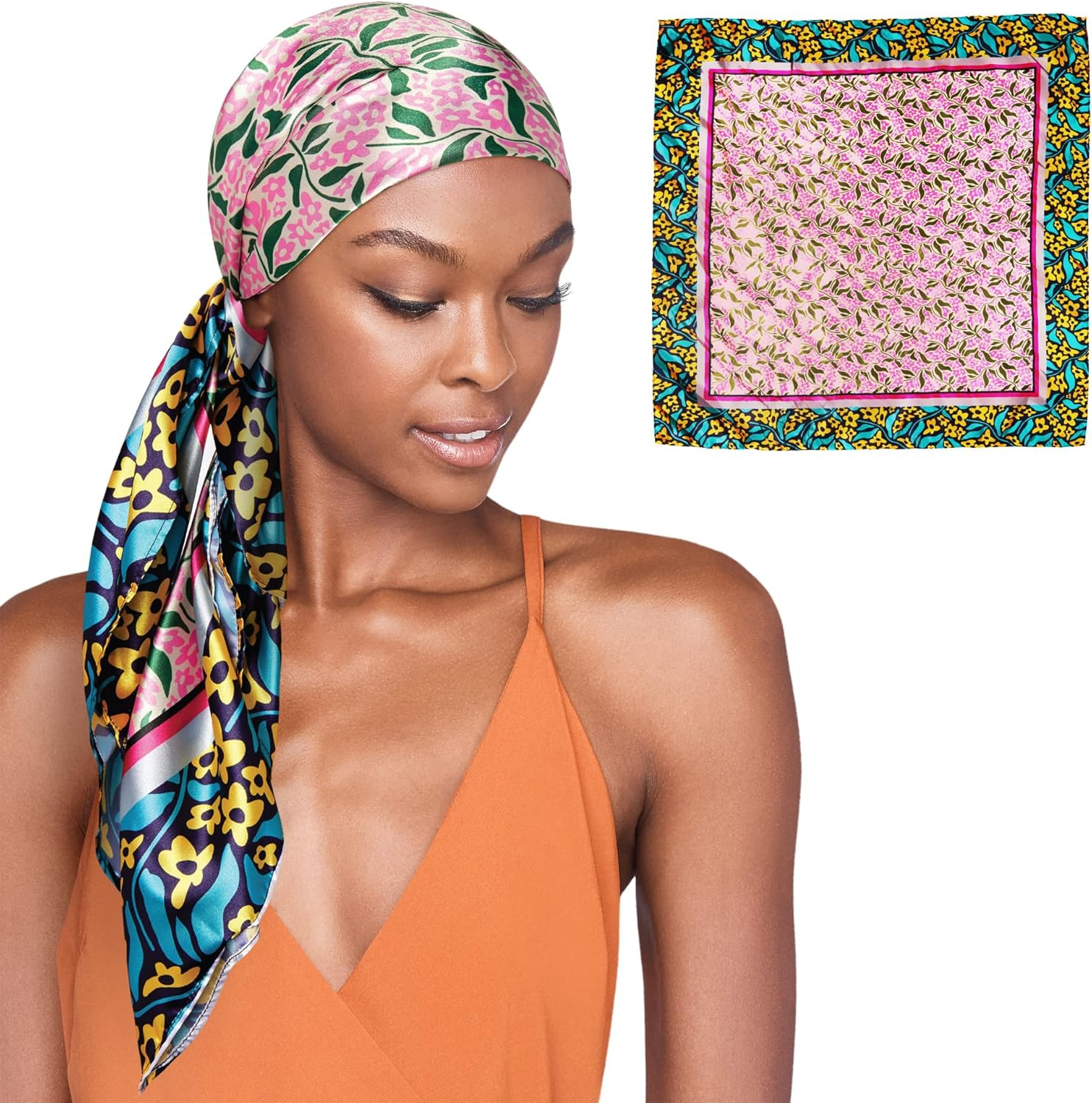 Red by Kiss Woven Silky Satin Square Scarf Hair Scarves Head Wraps for Sleeping 36 X 36 inches | Amazon (US)