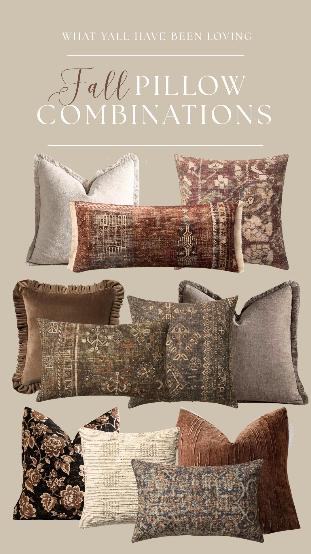 Fall pillow combinations for living room decor or even add to your bedding. Love these for layering and adding texture. 




home decor, throw pillows, fall inspo, fall decor, fall home, new home, bedding, living room decor 

 #LTKSeasonal #LTKHome