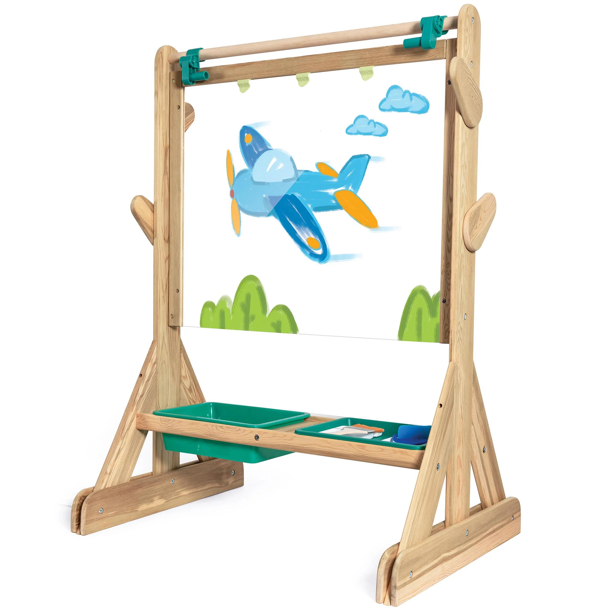 Hape: Outdoor Art Easel - Wooden Double-Sided Easel, See Through, Art Supplies, Storage Tub, Pain... | Walmart (US)
