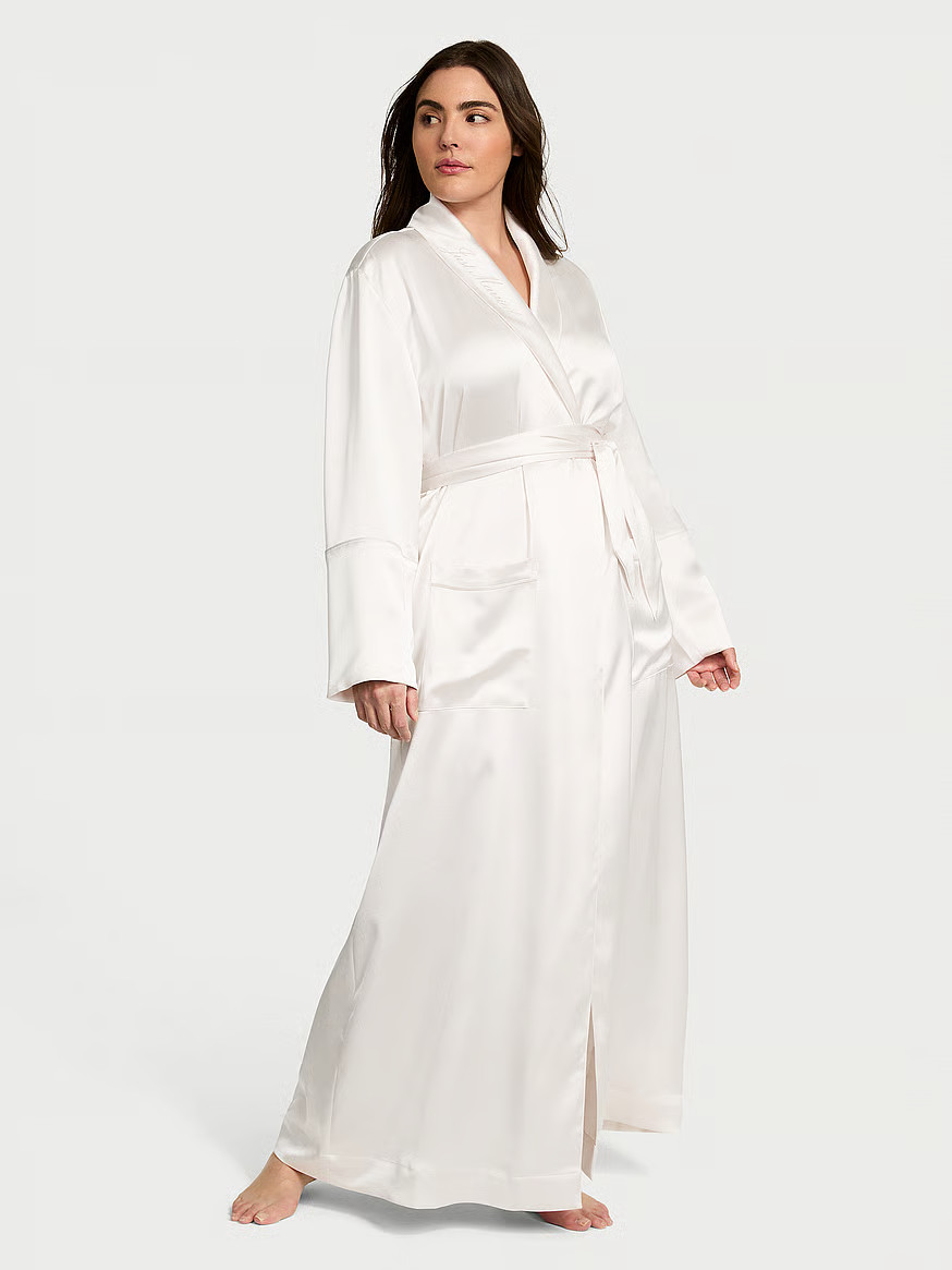 Buy Luxe Satin Long Robe, Coconut White - Order Robes online - Victoria's Secret US | Victoria's Secret (US / CA )