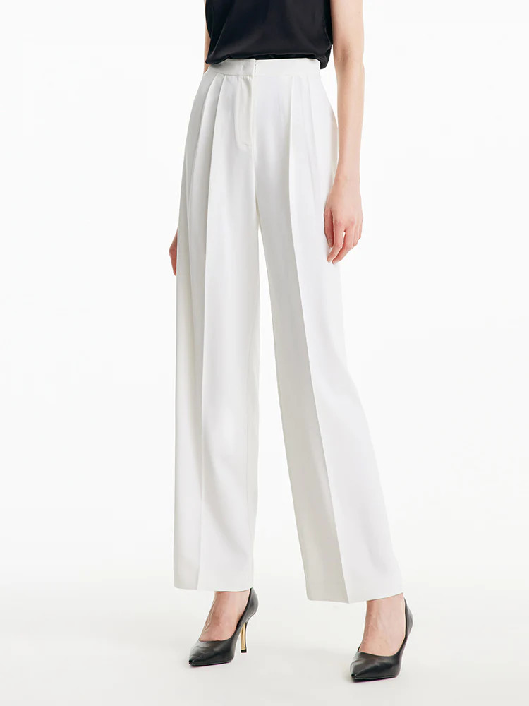 White Wide Leg Suit Pants | GoeliaGlobal