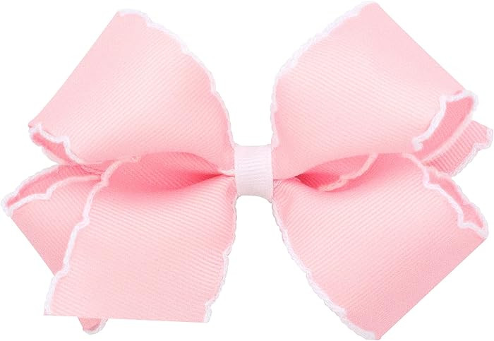 Wee Ones Girls' Classic Grosgrain Moonstitch Edge Hair Bow on a WeeStay Hair Clip, Contrasting Ed... | Amazon (US)