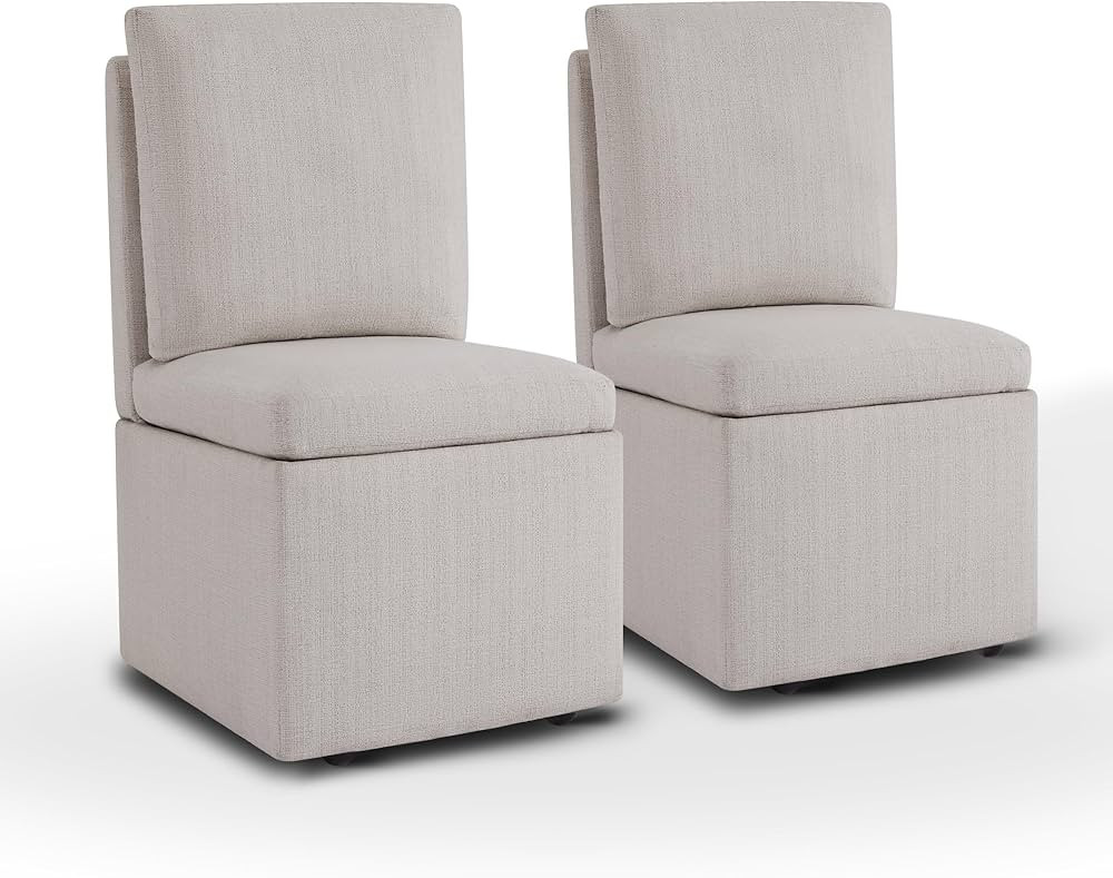 Upholstered Dining Chair with Casters Armless Modern Rolling Design for Diningroom Bedroom Living... | Amazon (US)