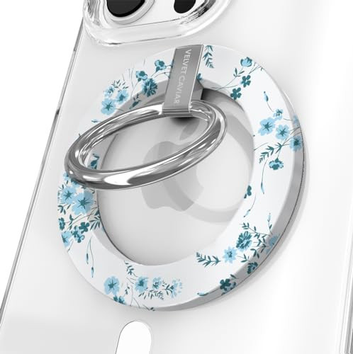 Velvet Caviar Compatible with MagSafe Phone Grip - Magnetic Ring Holder with Adjustable Stand - Removable MagSafe Accessories for iPhone 16, 15, 14, 13, 12 (French Blue Floral) | Amazon (US)