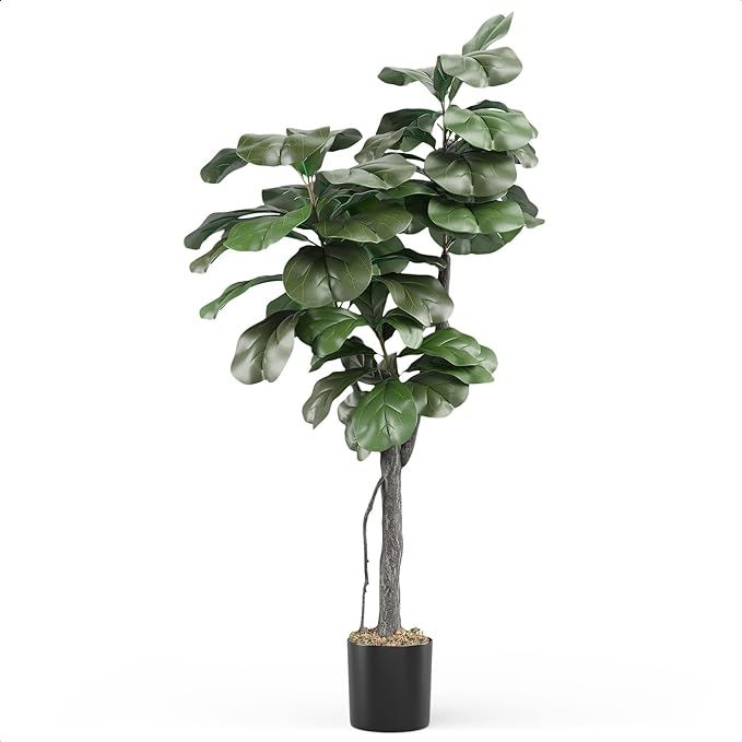 Barnyard Designs 5ft (60”) Artificial Fiddle Leaf Fig Tree, Faux Indoor Fake Plant Decoration f... | Amazon (US)