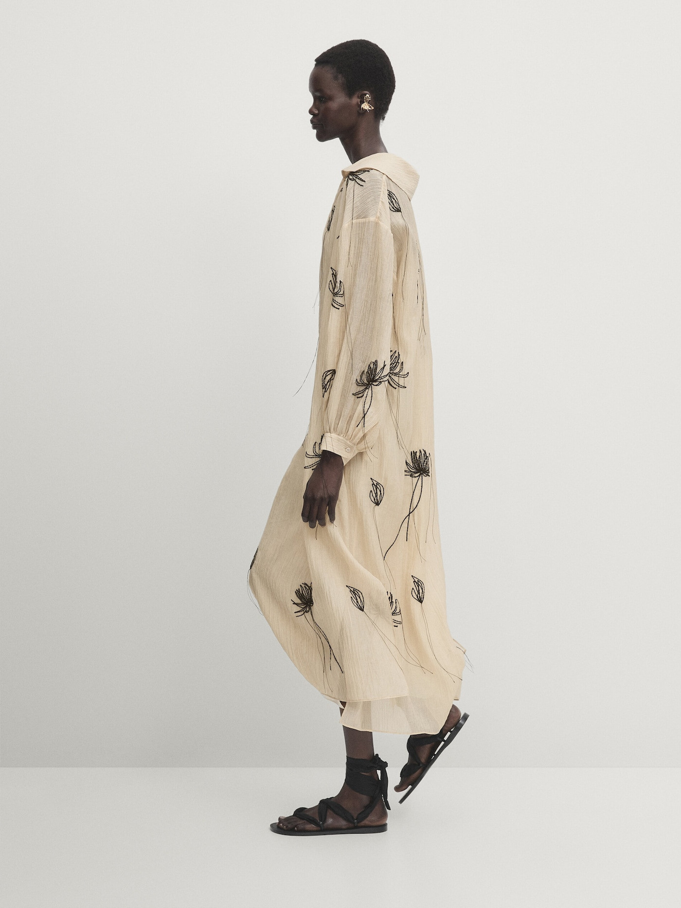 Flat sandals with fabric multi-straps | Massimo Dutti US