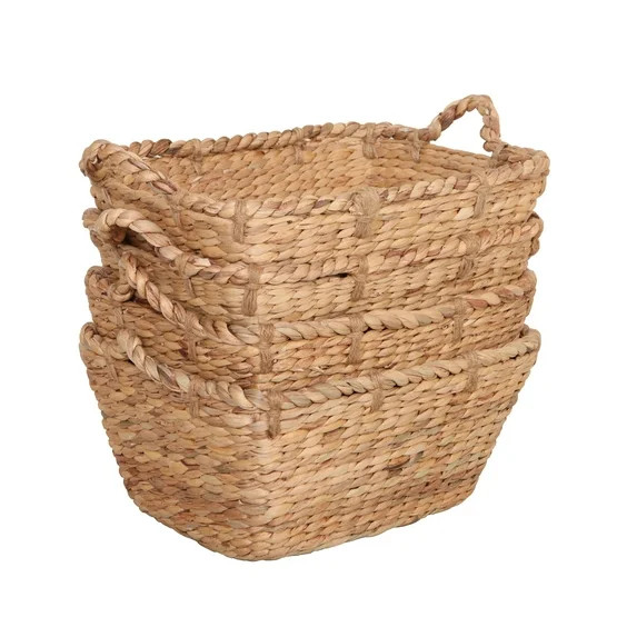 Better Homes & Gardens Tapered Rectangular Water Hyacinth Basket, Set of 4 | Walmart (US)