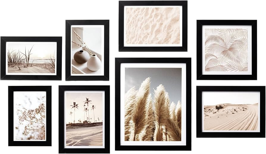 ArtbyHannah Gallery Wall Frame Set, 8 Pack Black Picture Frames, Small | Amazon (US)