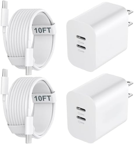 iPhone 17 16 15 Charger Fast Charging Cord 10FT Long USB C Charging Cable with 20W Type C Charger... | Amazon (US)