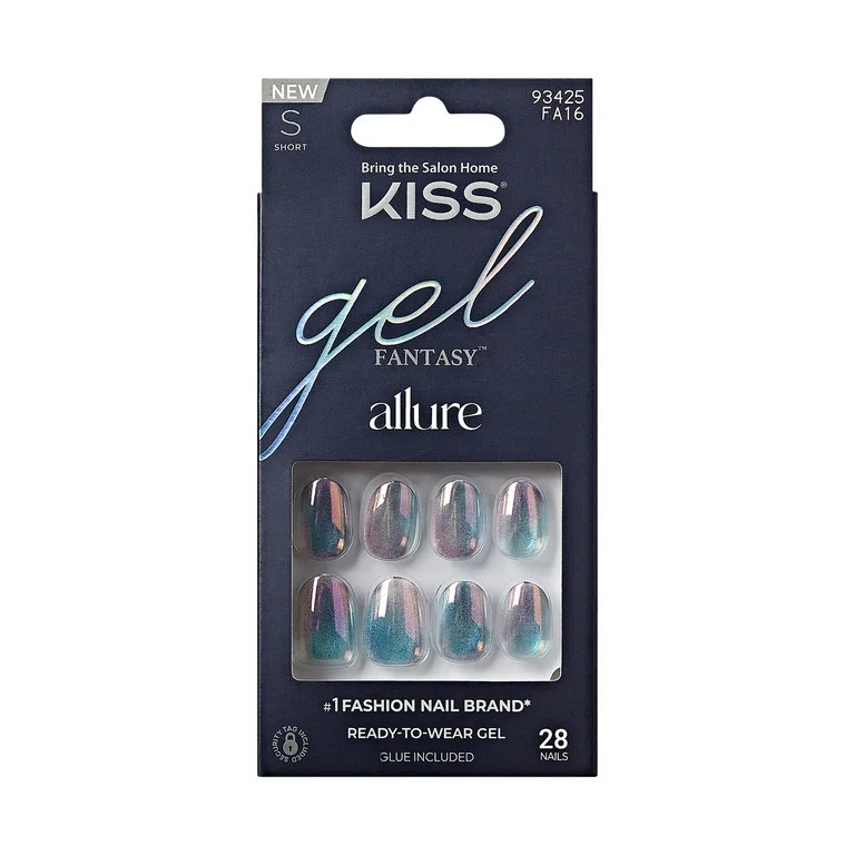 KISS Gel Fantasy Allure Press On Nails, Change Chance, Silver, Short Oval, 28 Count | Walmart (US)