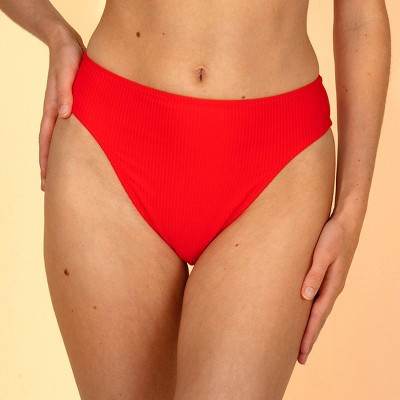 Solid & Striped Women's Ribbed High Waist Bottom  - Red M | Target