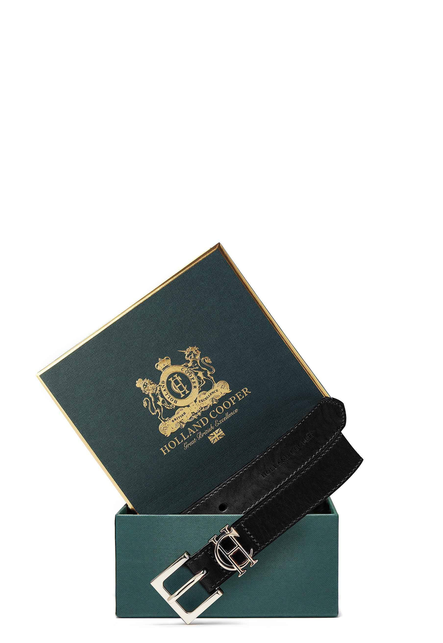 HC Slim Logo Belt (Black) | Holland Cooper