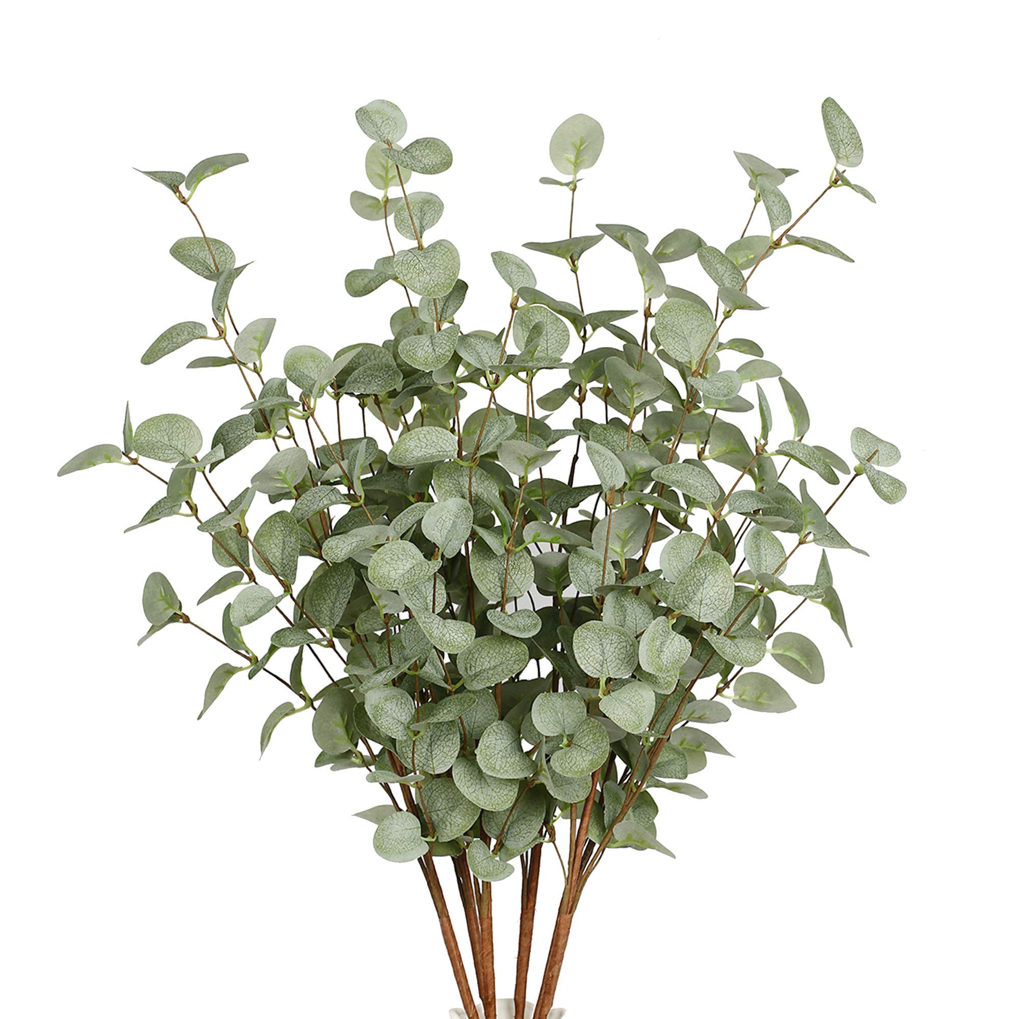 6 Pcs 27'' Eucalyptus Stems Greenery Stems Eucalyptus Leaf Spray in Green Silk Plastic Plants Flo... | Amazon (US)