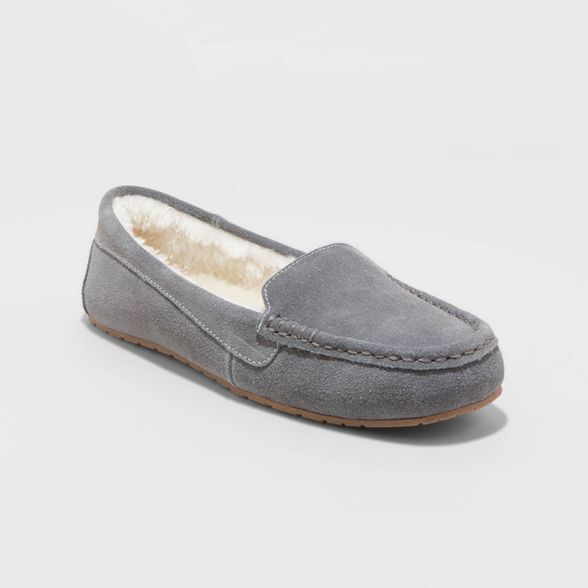 Women's Gemma Genuine Suede Moccasin Slippers - Stars Above™ Gray | Target