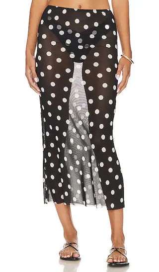 Midi Skirt in Oversized Polka Black Multi | Revolve Clothing (Global)