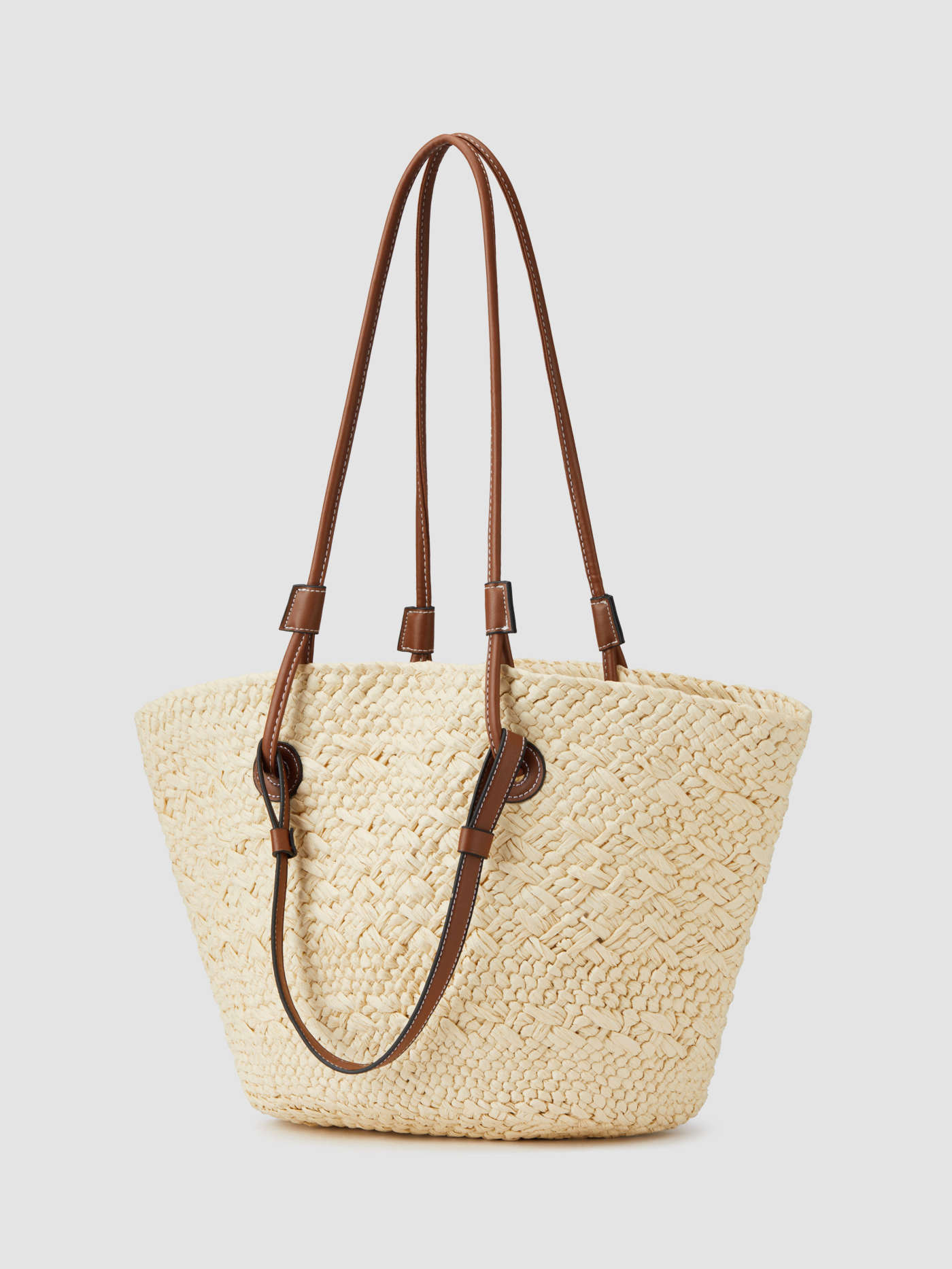 DOUBLE HANDLE STRAW TOTE BAG | Cider