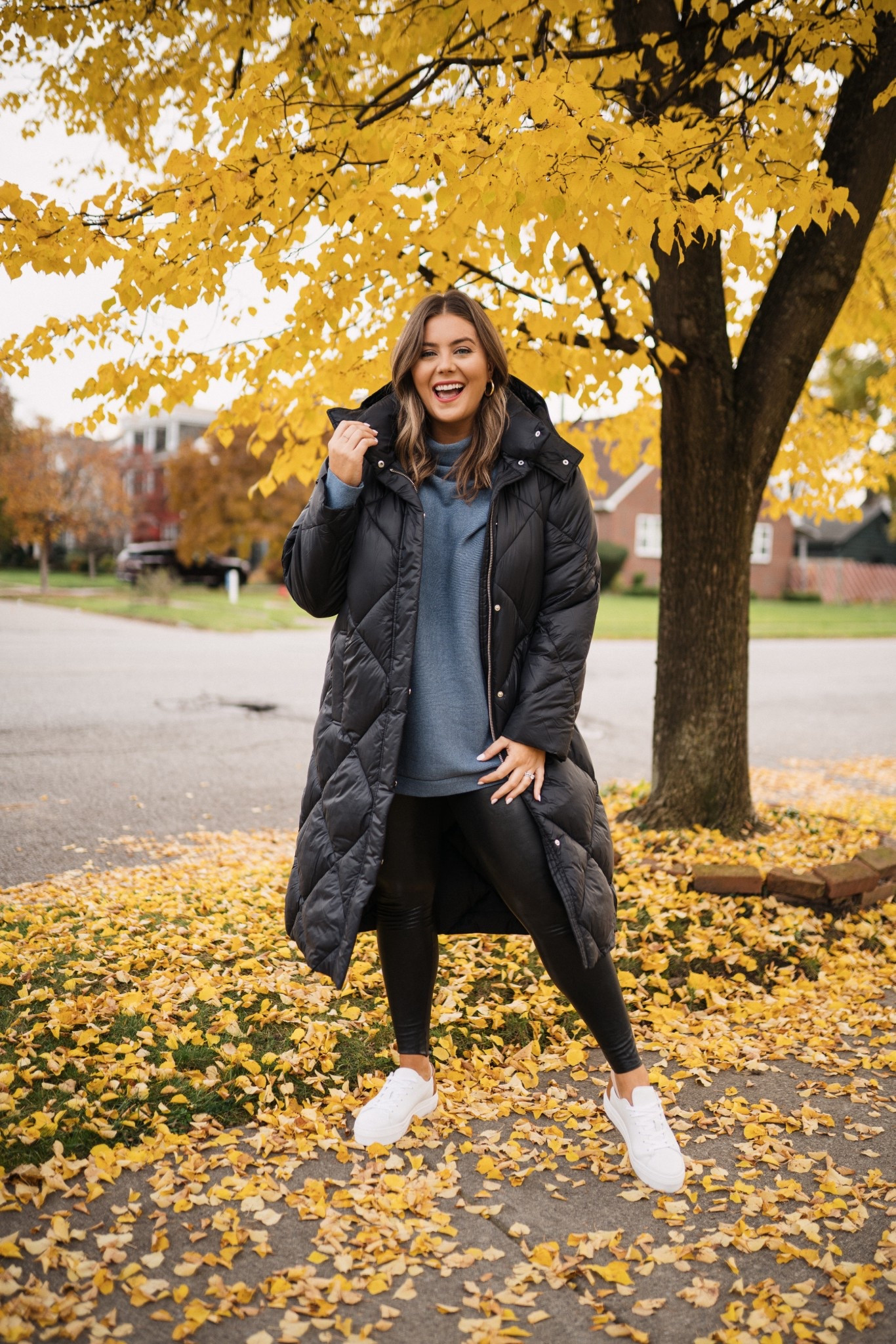 Wearing size XL in coat, sweater & leggings. Use CARALYN15 at Spanx. 

#LTKootd #LTKMidsize #LTKSeasonal