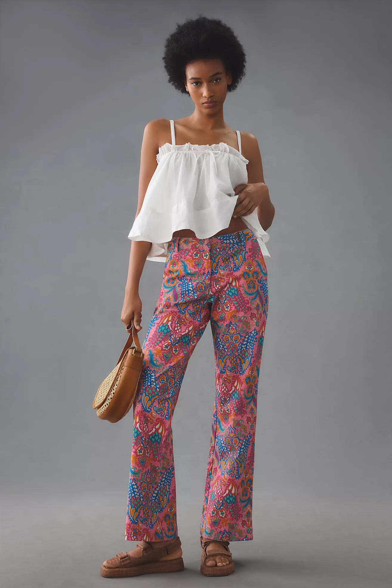 Love The Label Printed Low-Rise Flare Pants | Anthropologie (US)