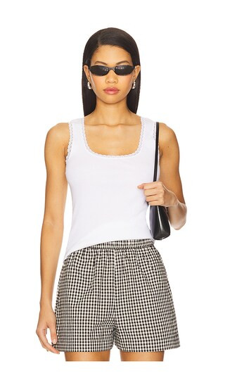 Vintage Rib Lace Tank Top in Powder | Revolve Clothing (Global)