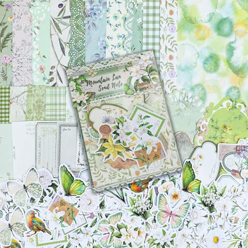 100pcs Floral Vintage Scrapbook Paper Junk Journal Paper Scrapbook Supplies Kit Small Big Decorative Pattern Art Collage Cardstock Cute Journaling Stickers Spring Scrap Book for Wedding Valentine | Amazon (US)