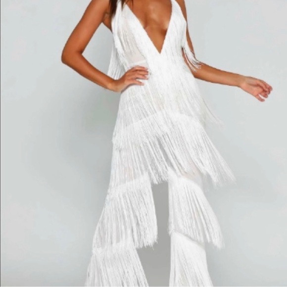 Meshki white fringe jumpsuit | Poshmark