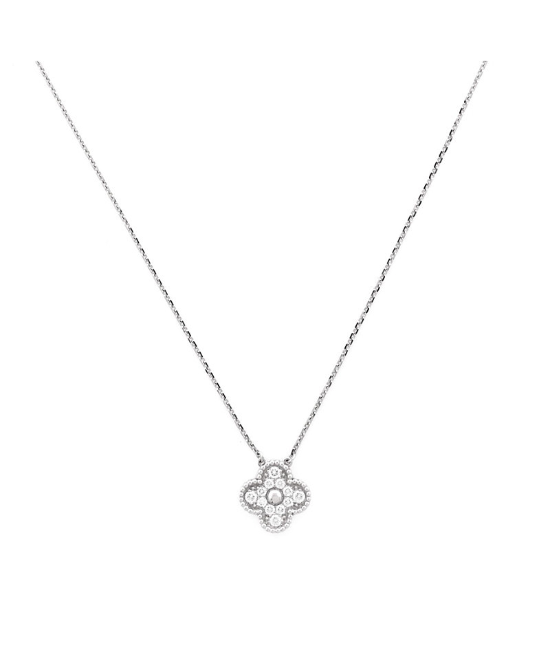 Pre-Owned Van Cleef & Arpels Vintage Alhambra Pendant Necklace 18K White Gold and Diamonds | Bloomingdale's (US)