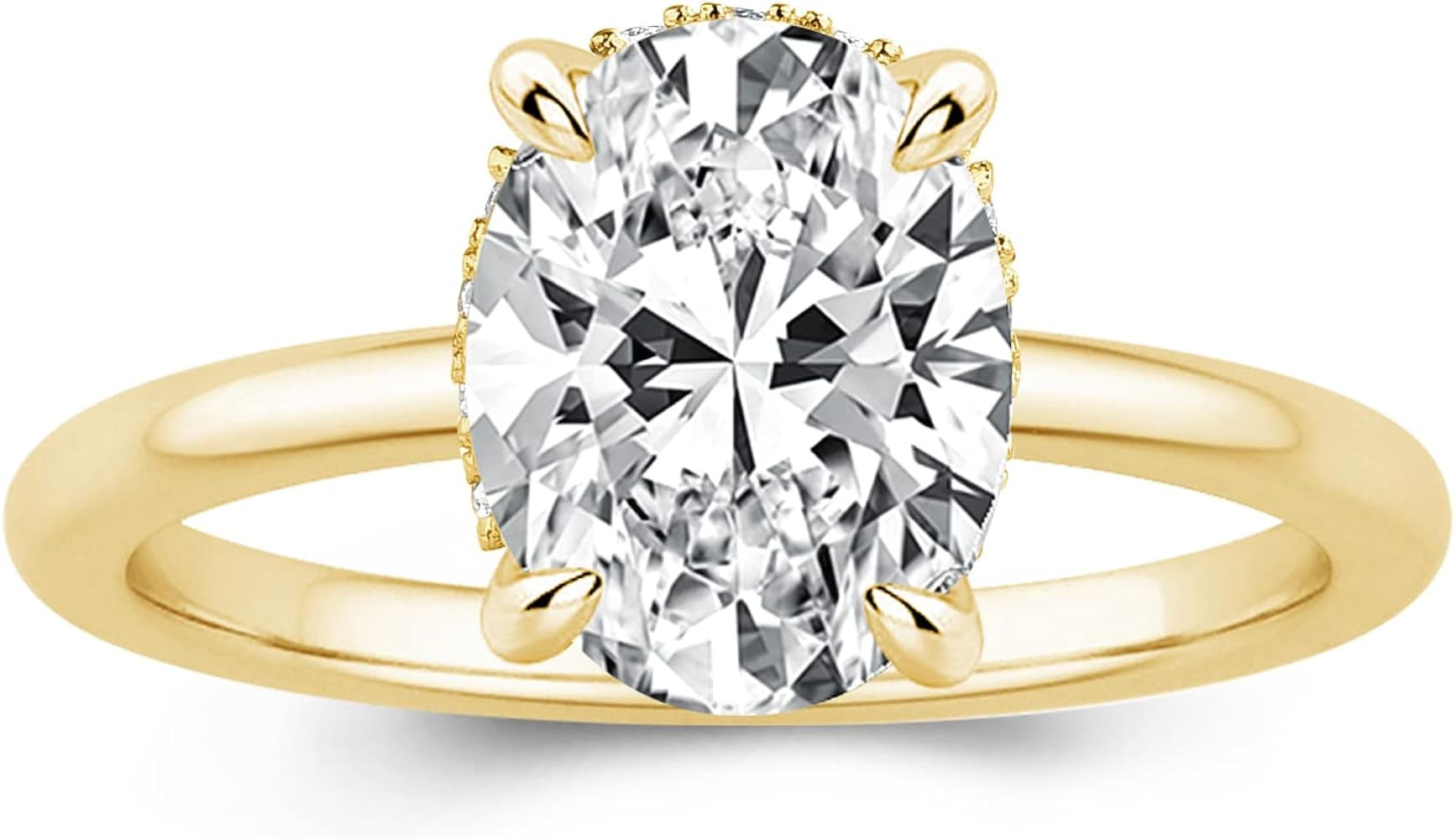 1.5/5.5ct Elongated Oval Cut Women's Engagement Ring,Simulated Diamond Promise Ring in Gold Plate... | Amazon (US)