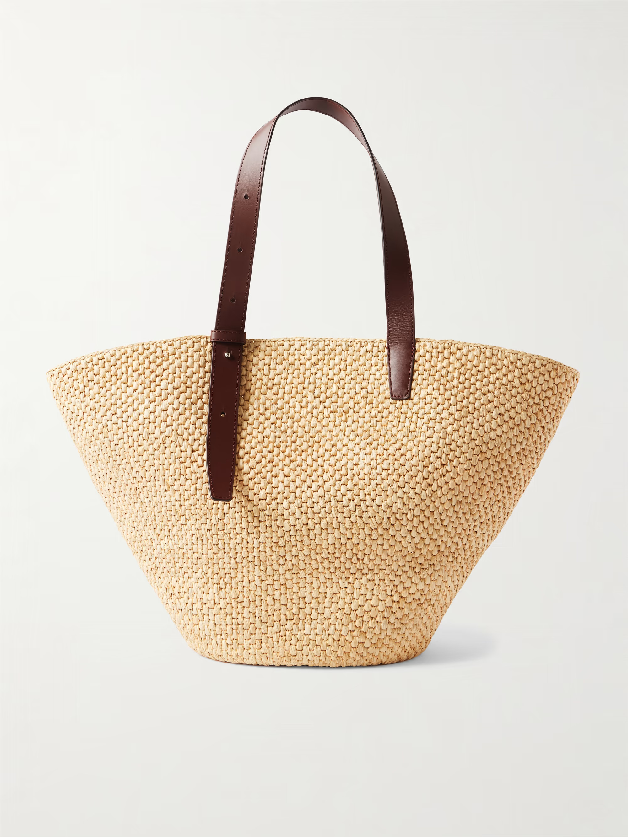 Bianca large leather-trimmed raffia tote | NET-A-PORTER (US)