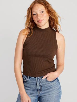 Fitted Sleeveless Mock-Neck Top for Women | Old Navy (US)